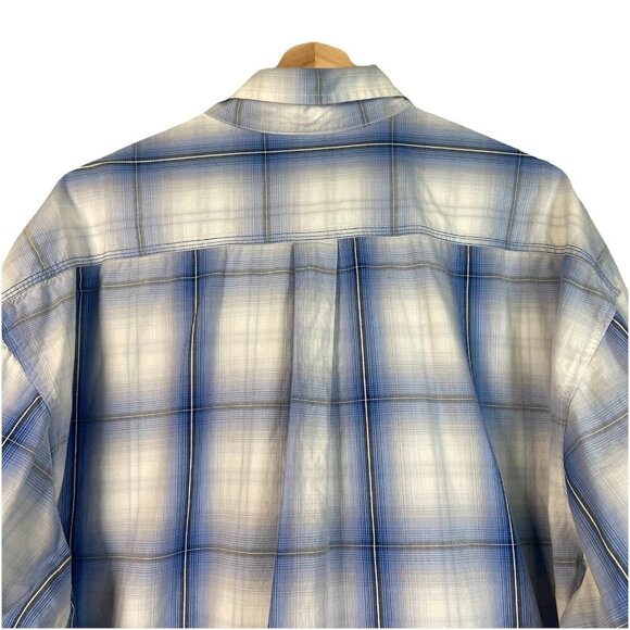 Stetson Shirt Mens 3XL Blue Plaid Flap Pockets Yoked Western Cowboy FS Country - Picture 4 of 8